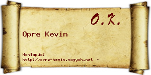Opre Kevin névjegykártya